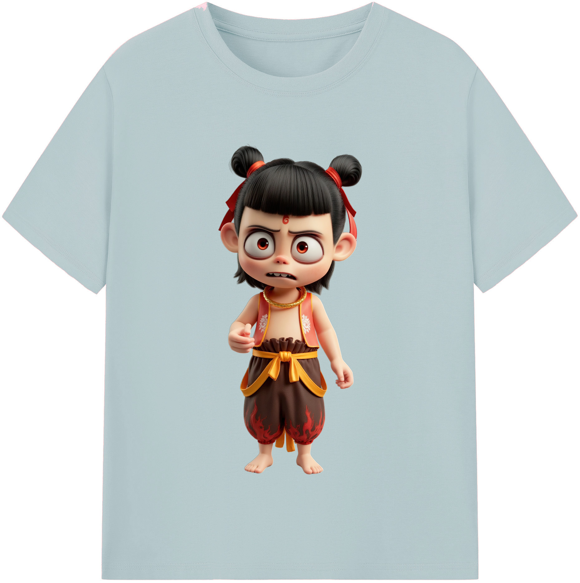 （画像用） Ne Zha 2 ナタ 魔童の大暴れ 綿100％半袖Tシャツ（フロントプリント）